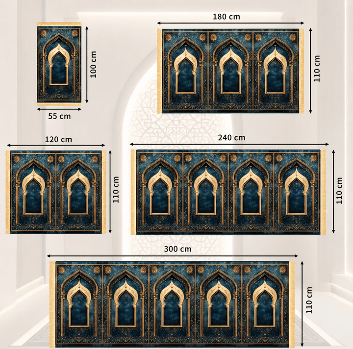 dimensions tapis de prière homme différentes tailles disponibles 55x100 110x120 110x180 110x240 110x300 cm