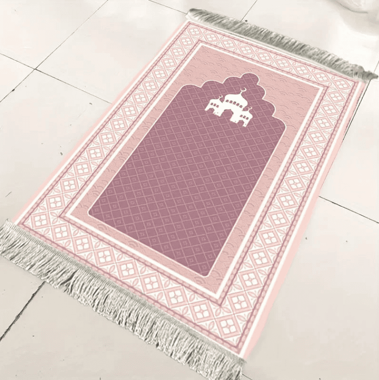 tapis de prière femme rose confortable au sol utilisation pratique intérieur stabilité et douceur