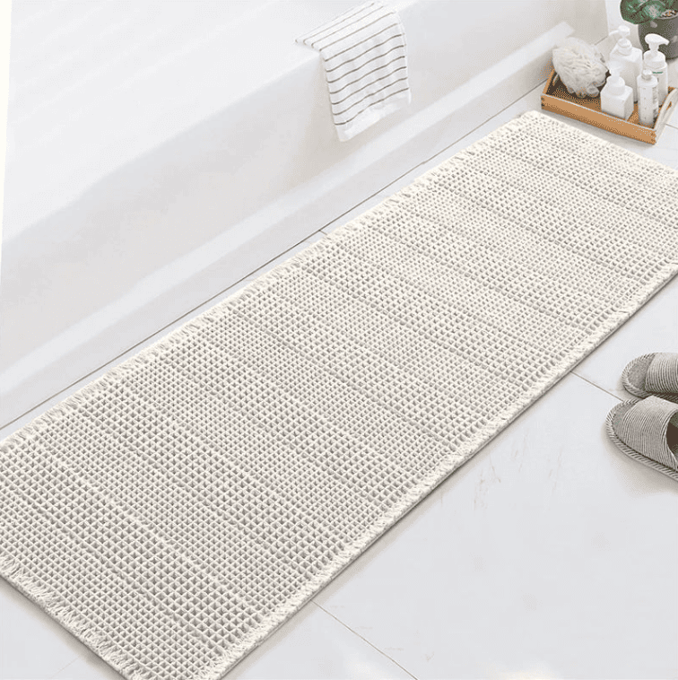 tapis salle de bain beige nid d abeille design moderne tapis douche beige sol intérieur