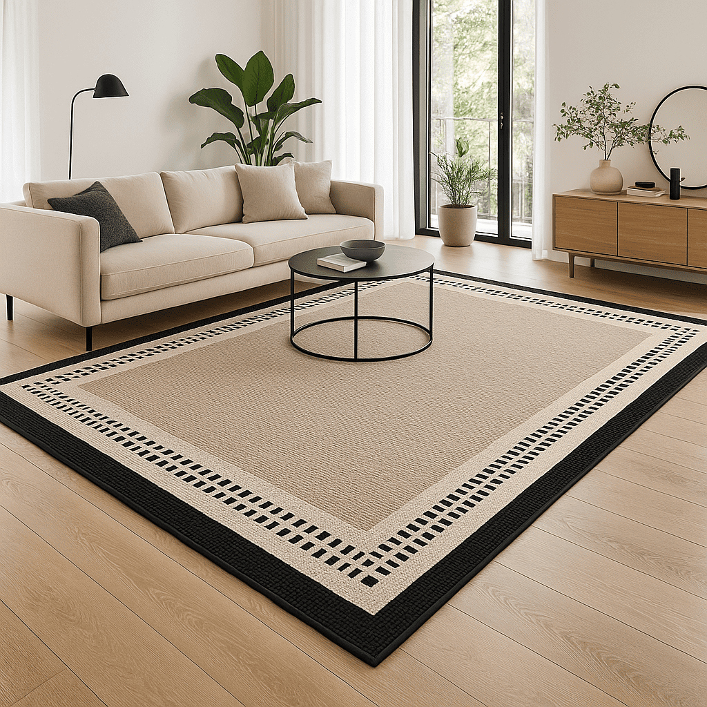 Tapis salon beige et noir