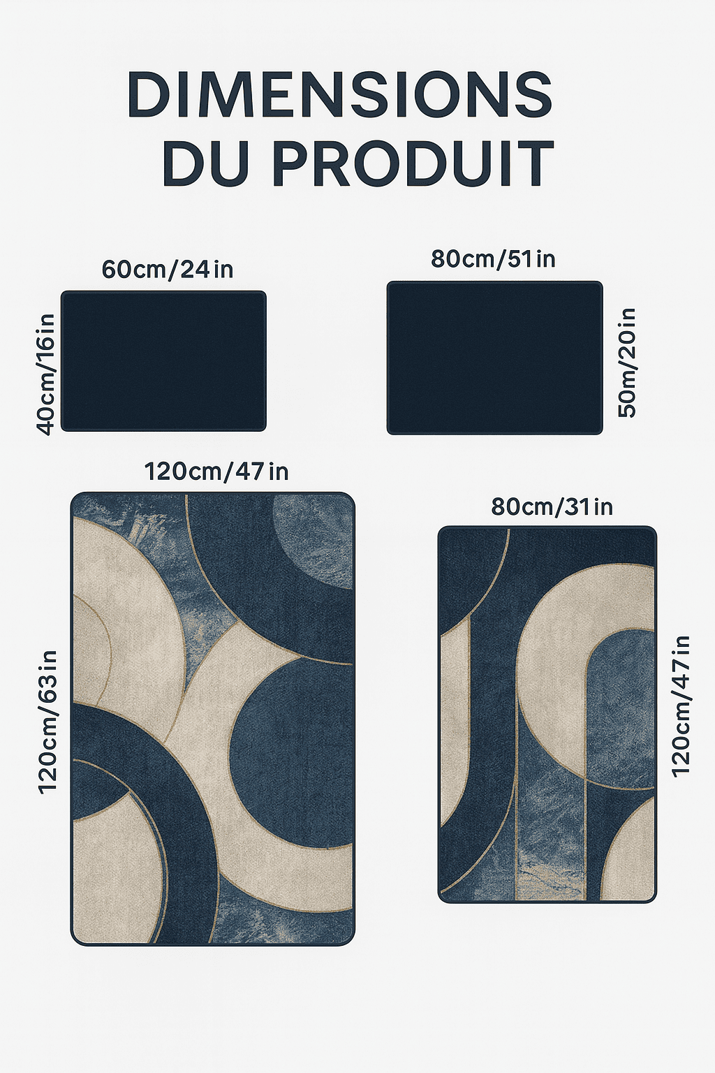 Tapis salon bleu et gris