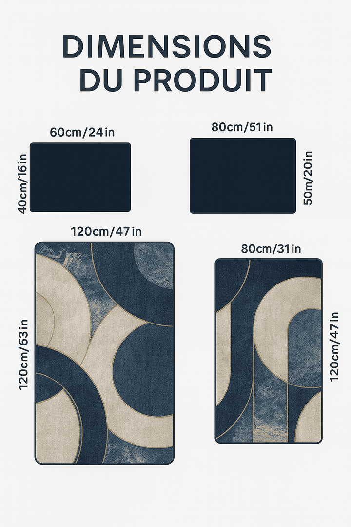 Tapis salon bleu et gris