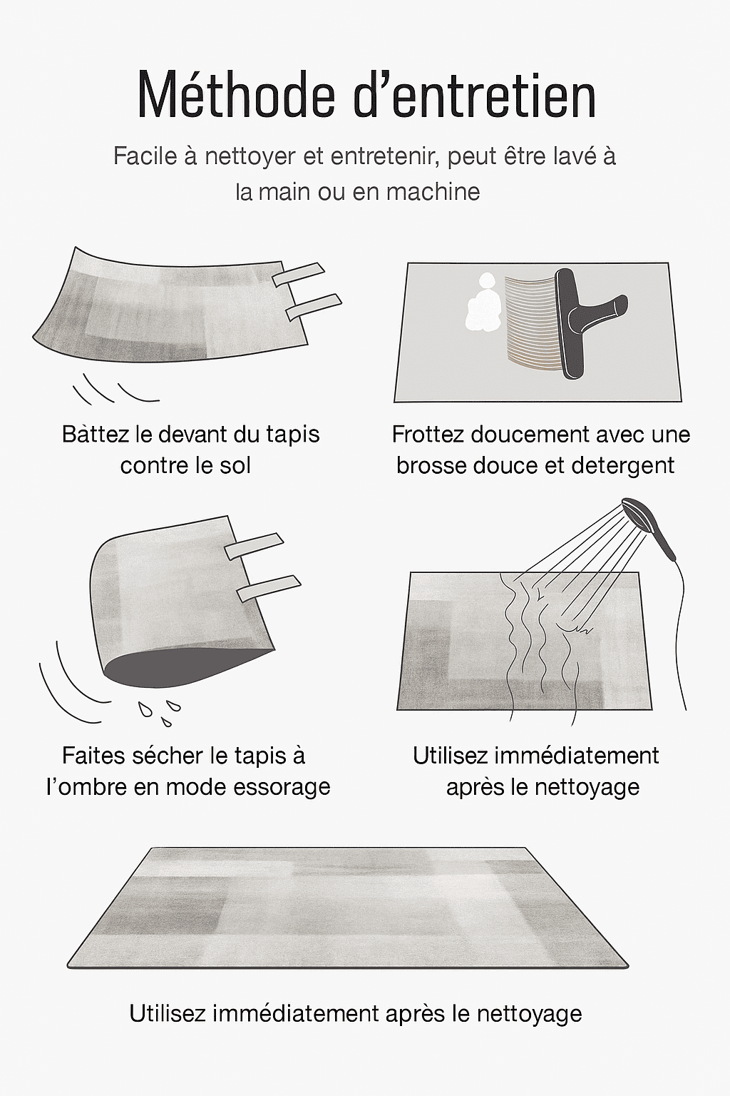 Tapis salon gris blanc