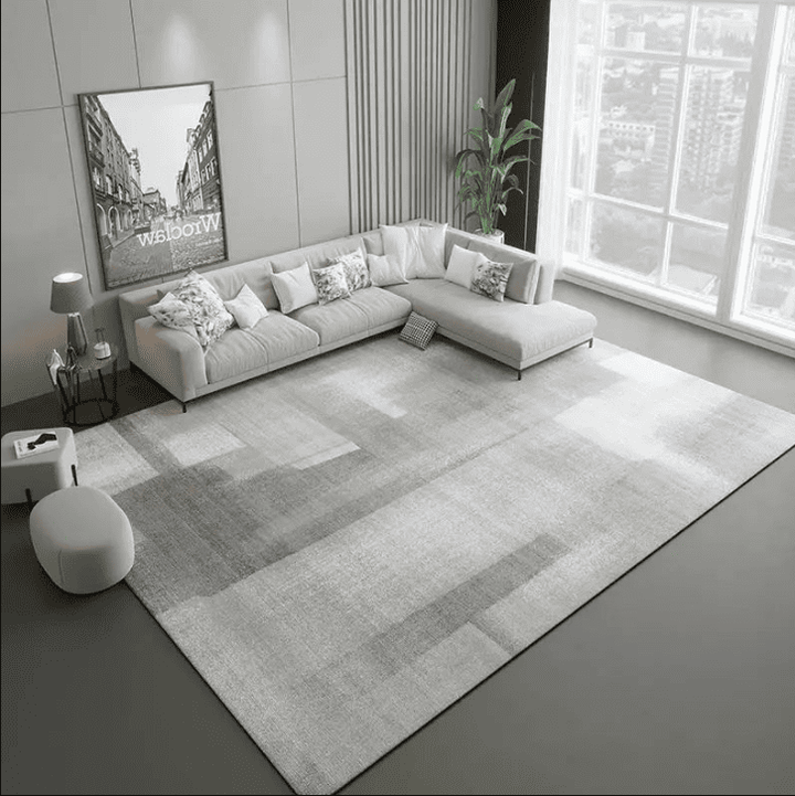 Tapis salon gris blanc