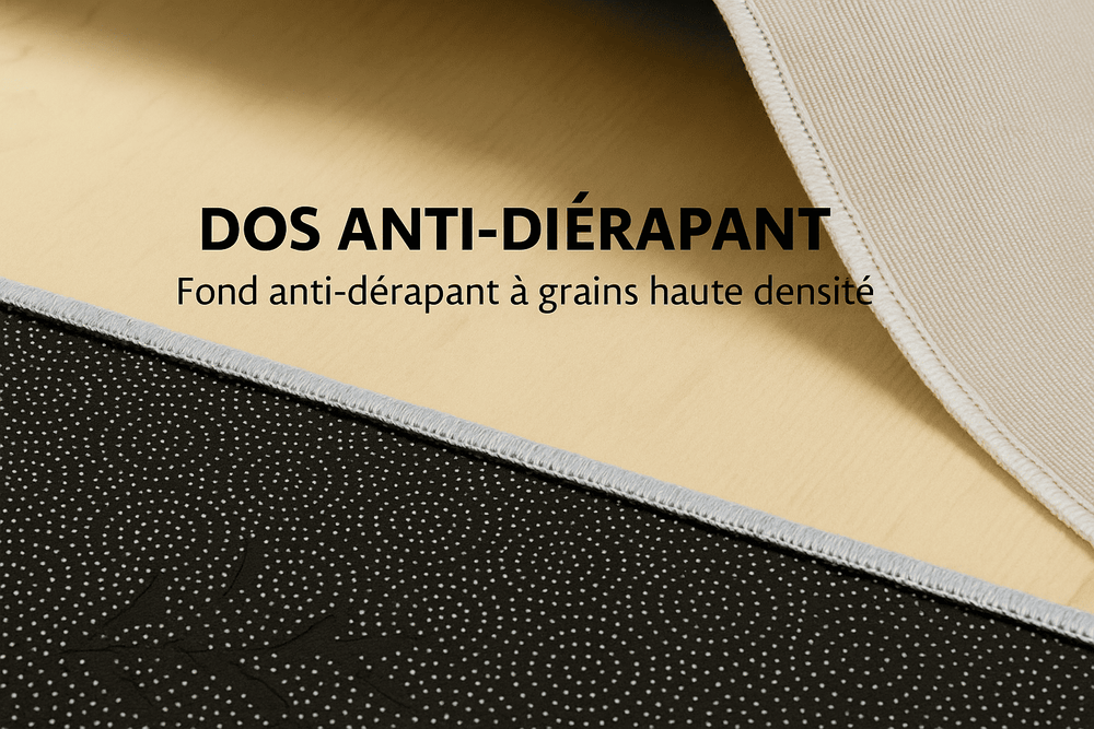 Gros plan sur la face inférieure d’un tapis salon intérieur beige