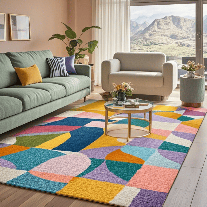 Tapis salon moderne coloré