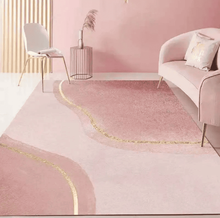 Tapis salon rose poudré