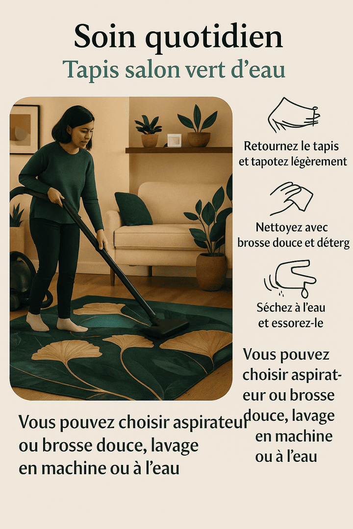 Tapis salon vert d'eau