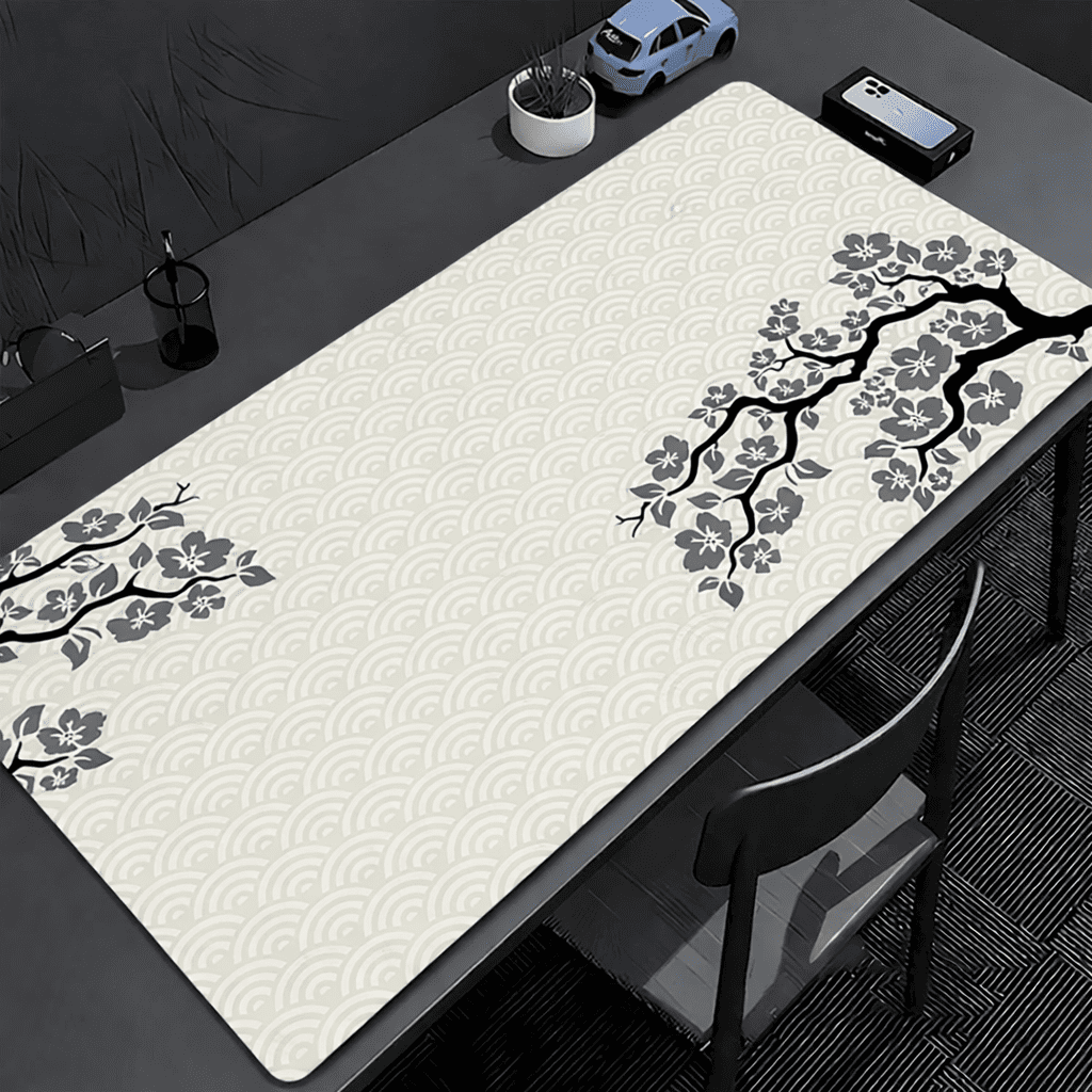 Tapis de souris 1000x500 mm XXL blanc et gris design élégant pour bureau moderne