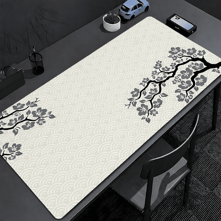 Tapis de souris 1000x500 mm XXL blanc et gris design élégant pour bureau moderne