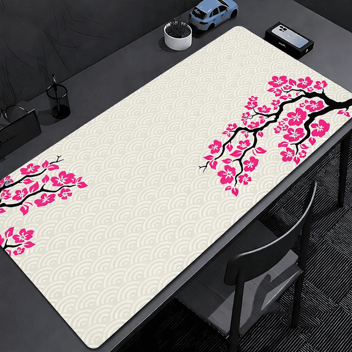Tapis de souris XXL 1000x500 mm blanc et rose design moderne pour bureau et gaming