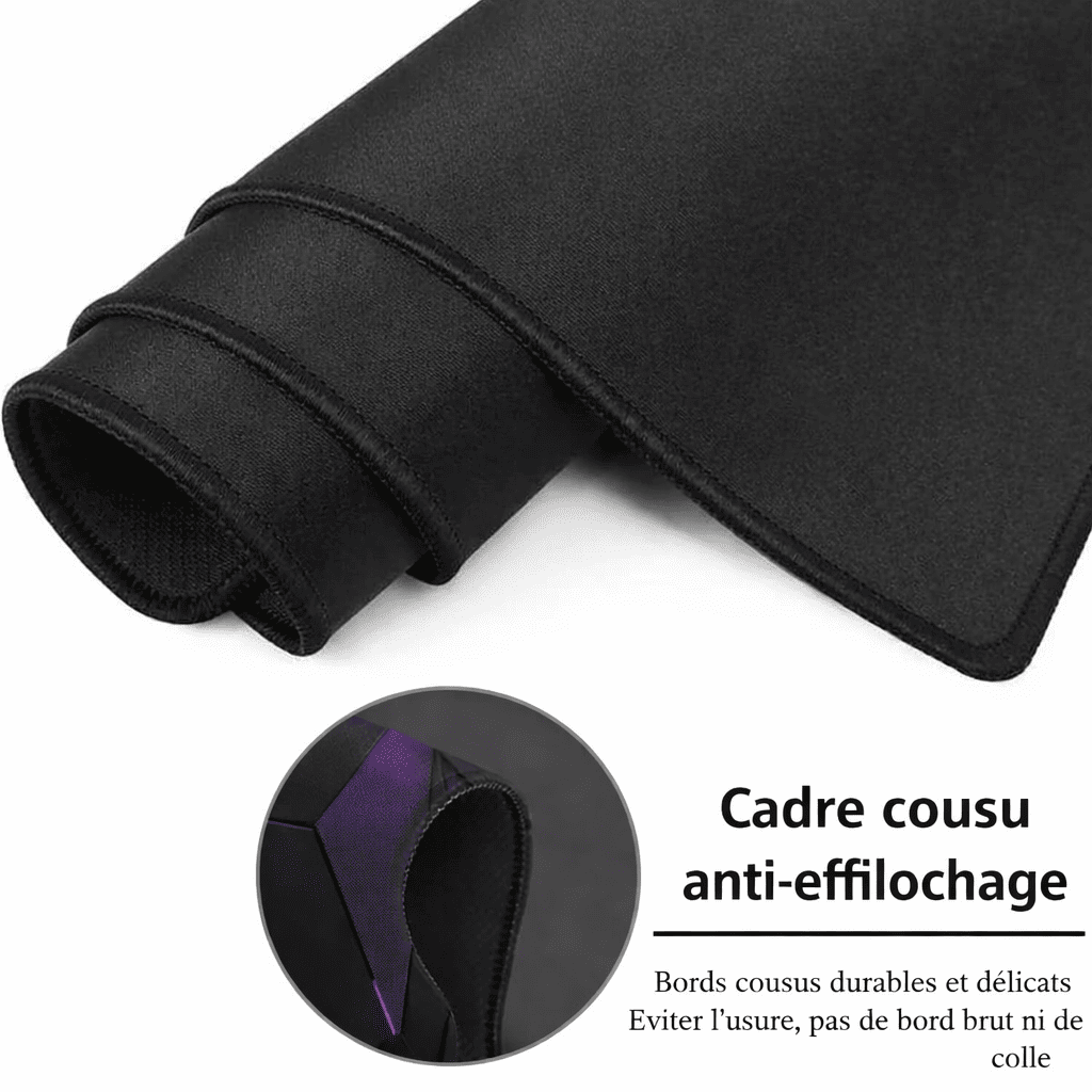 Bords cousus renforcés du tapis de souris XXL anti-effilochage