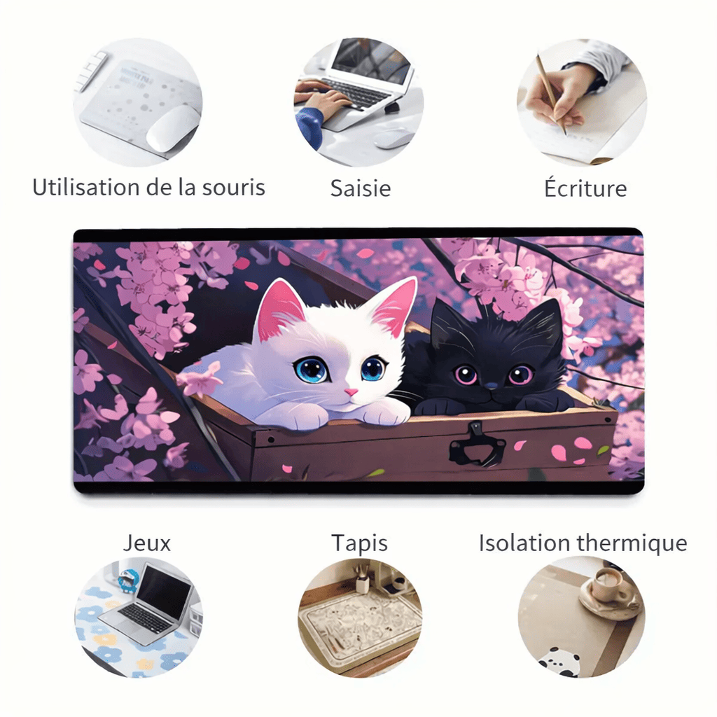 tapis bureau chat grand format clavier souris