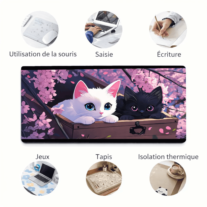 tapis bureau chat grand format clavier souris