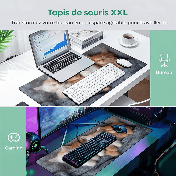 tapis souris chaton xxl utilisé pour bureau et gaming