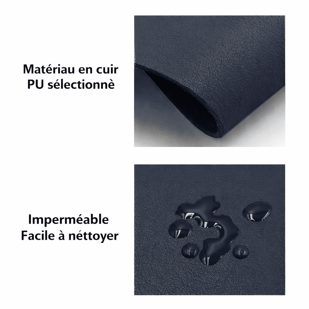 Surface du tapis de souris cuir noir imperméable avec gouttes d’eau