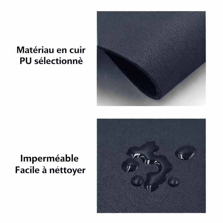 Surface du tapis de souris cuir noir imperméable avec gouttes d’eau
