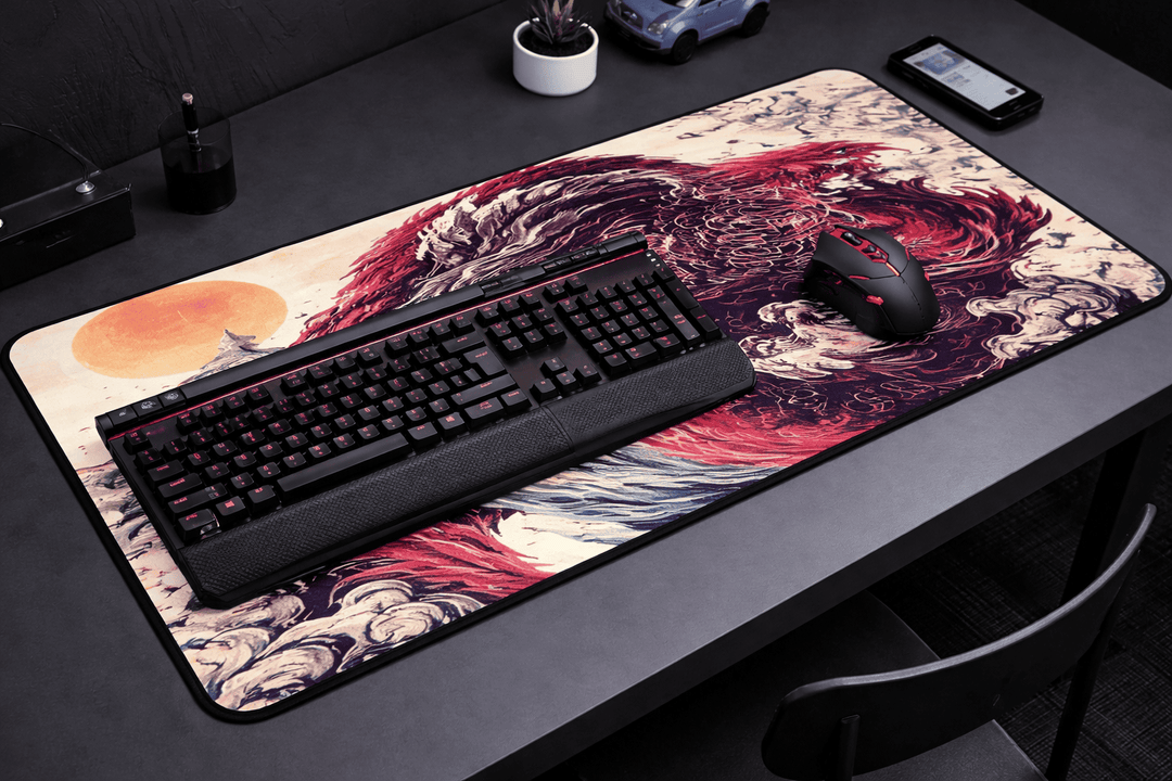 tapis souris dragon design xxl rouge motif japonais tapis bureau dragon grand format stylé