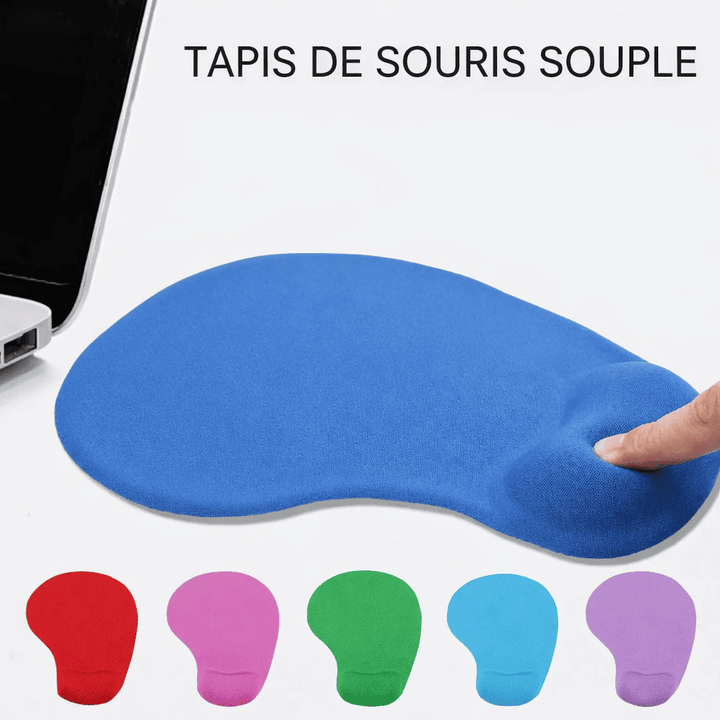 tapis de souris en gel ergonomique coussin repose poignet bleu