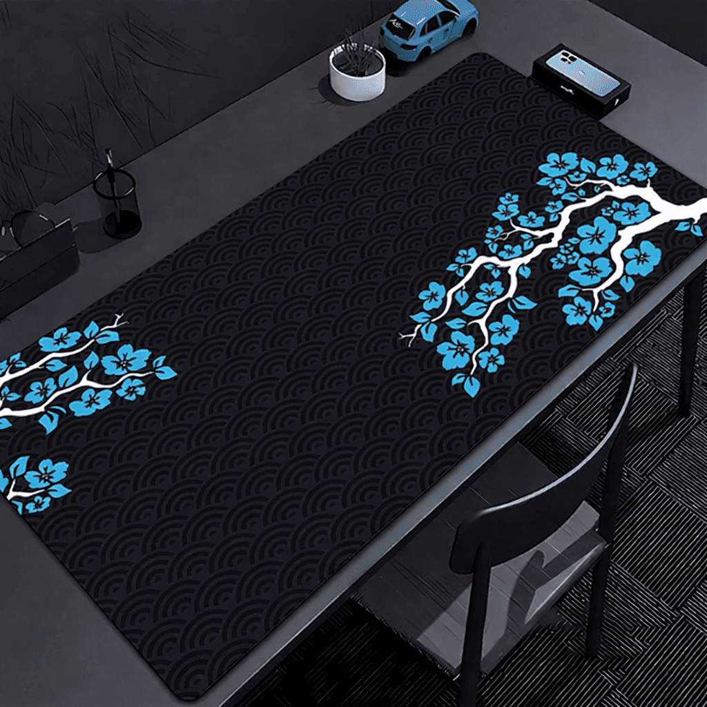 Tapis souris gaming XXL noir et bleu 1000x500 mm surface antidérapante