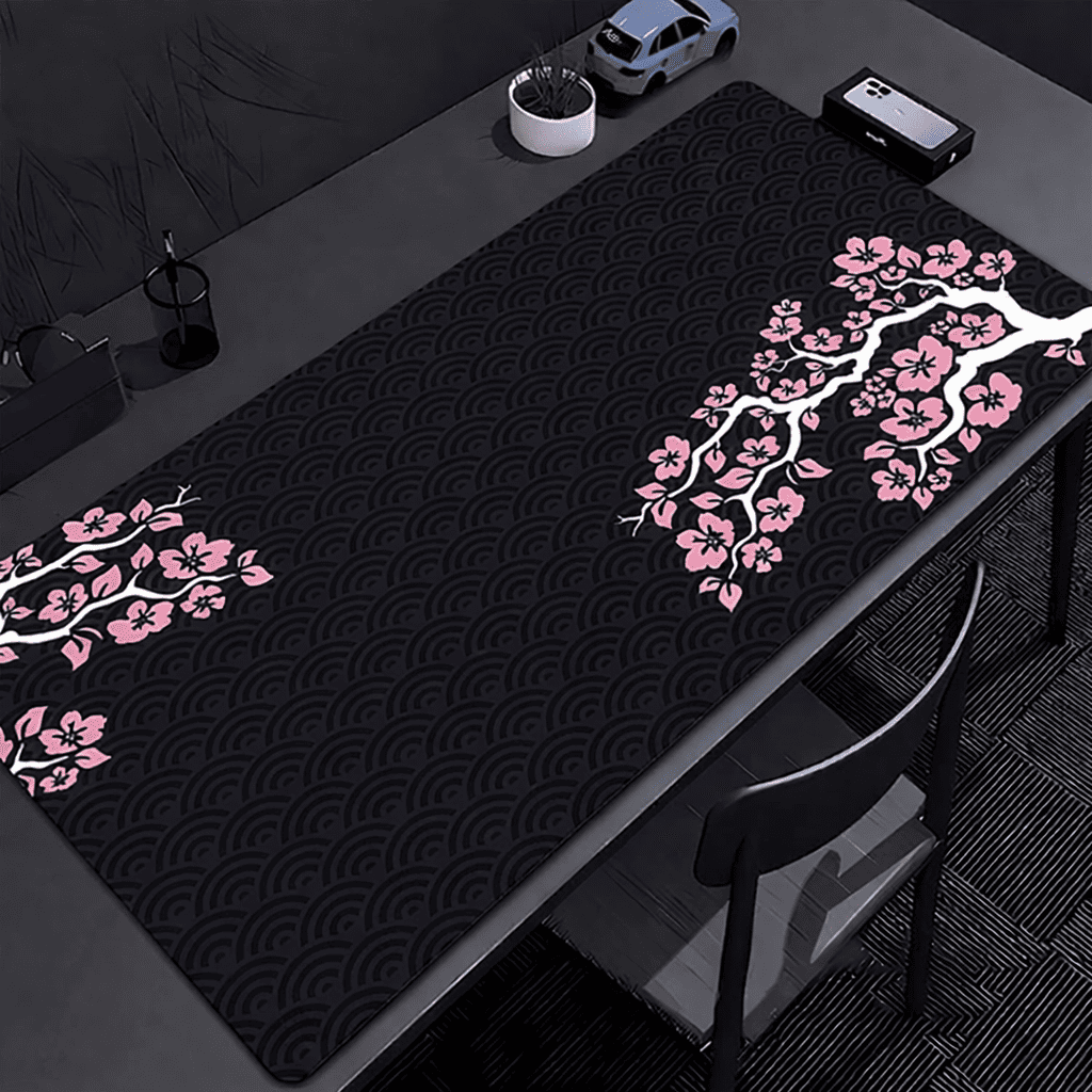 Tapis de souris XXL noir et rose 1000x500 mm grand format pour bureau professionnel