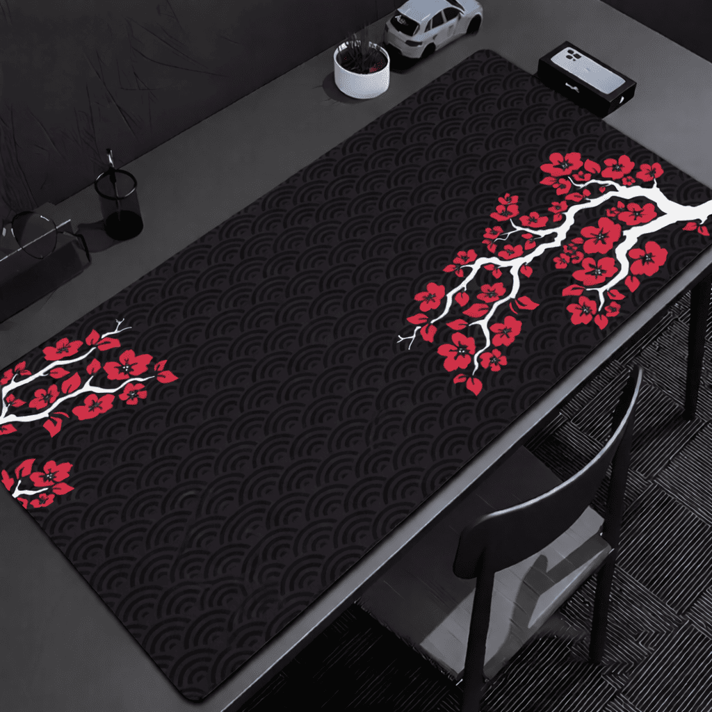 Tapis de souris XXL noir et rouge 1000x500 mm grand format antidérapant pour clavier et souris gaming