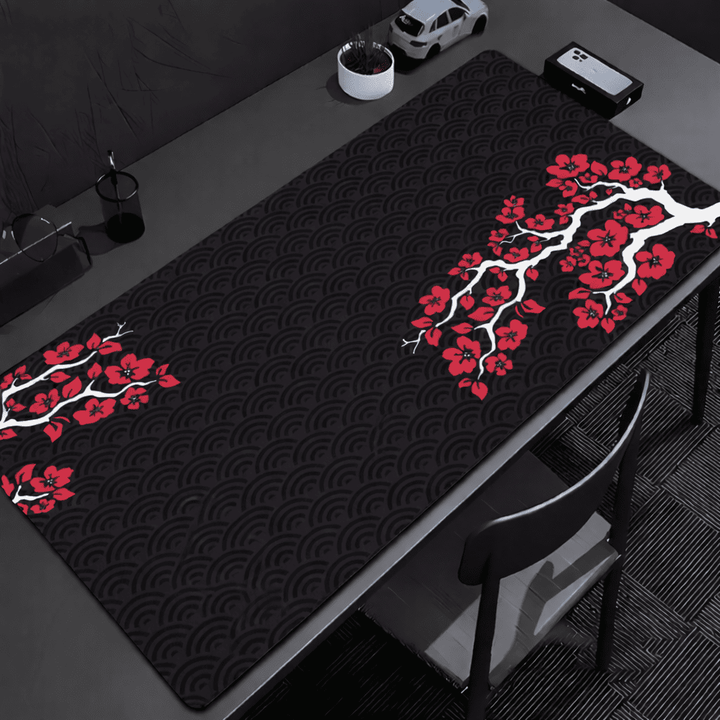 Tapis de souris XXL noir et rouge 1000x500 mm grand format antidérapant pour clavier et souris gaming