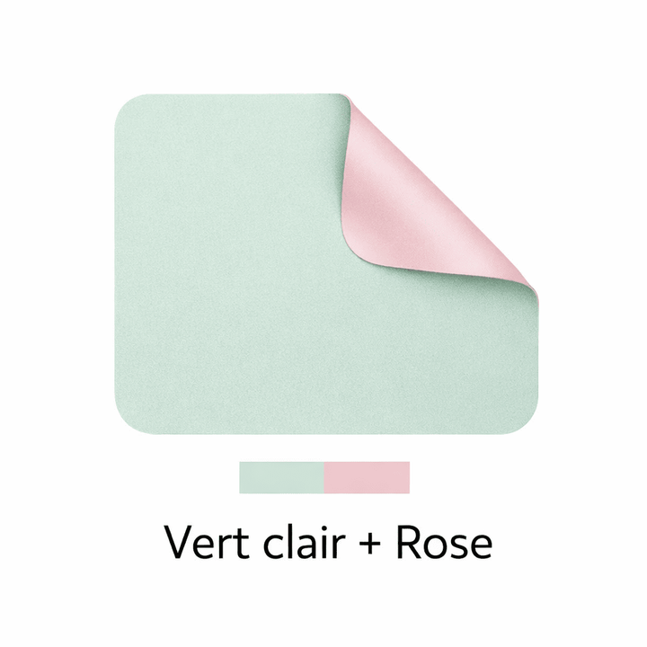 tapis de souris petit vert clair rose réversible