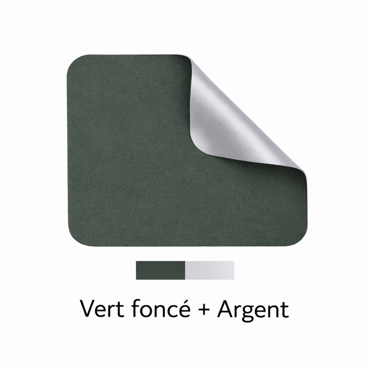 tapis de souris petit vert foncé argent réversible