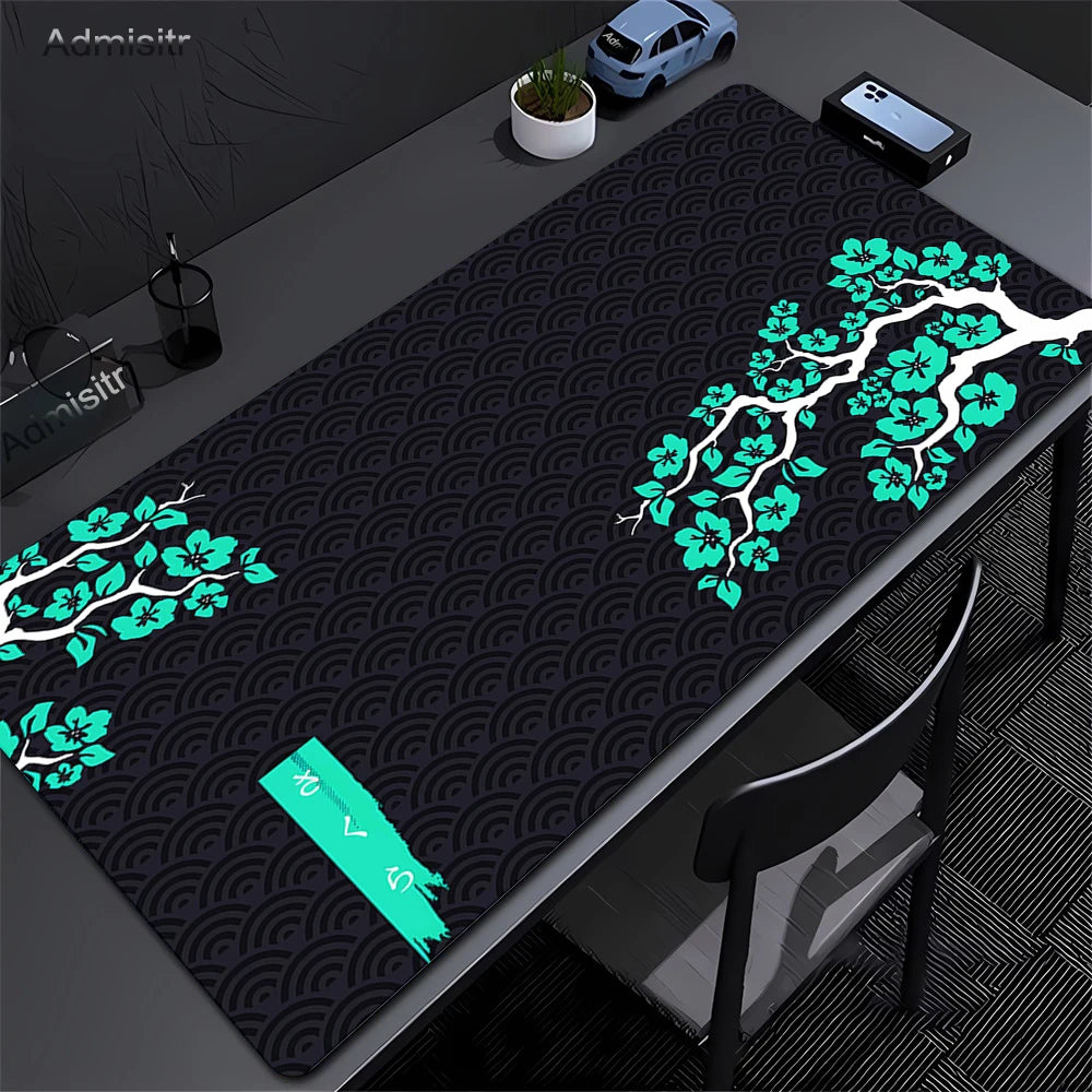 Tapis de souris XXL turquoise 1000x500 mm design moderne pour bureau gaming